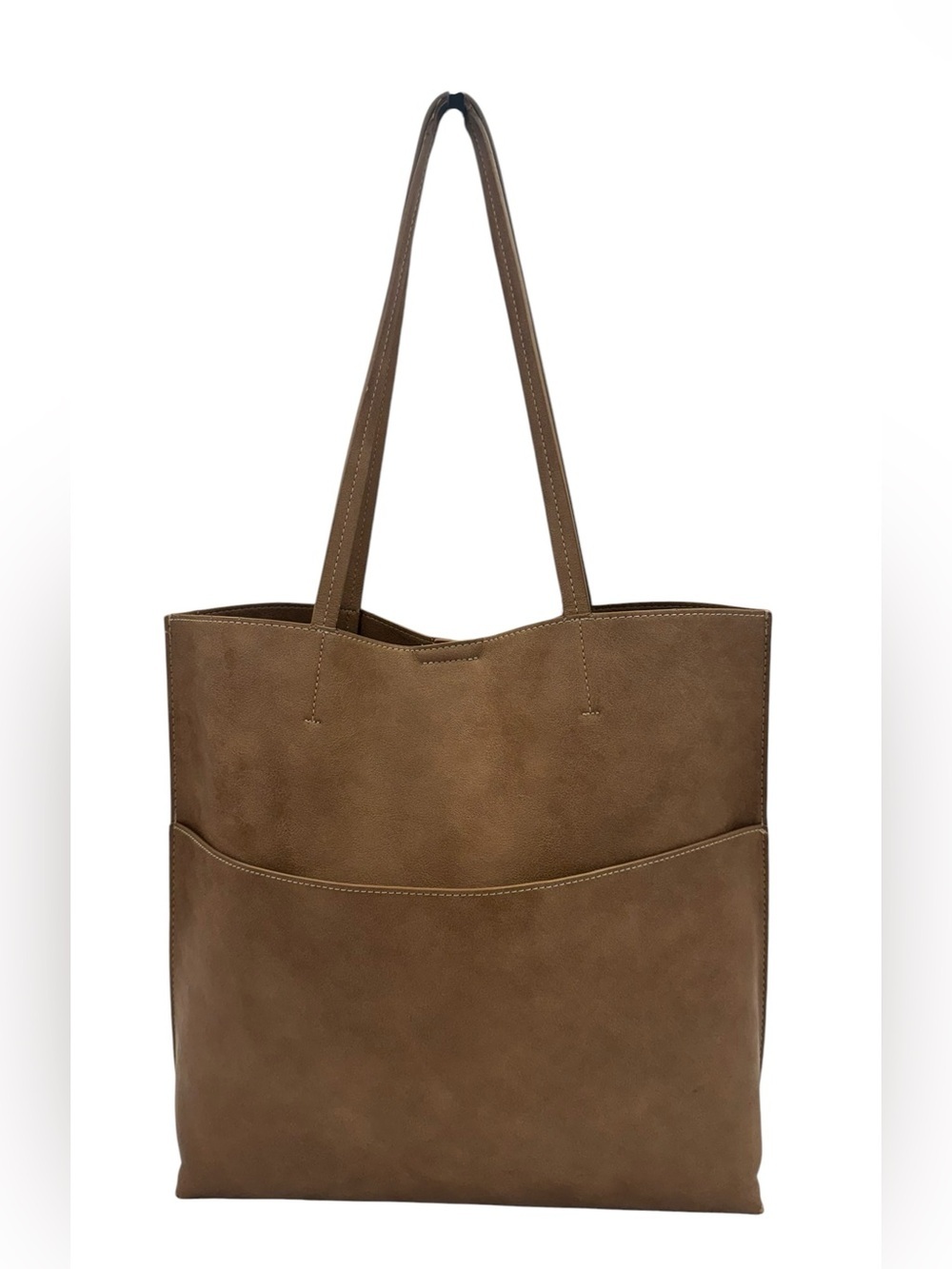Unbranded Boho Vegan Leather Sand Brown Market Street Tote
